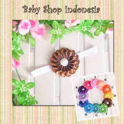 large H093 Bandana Ribbon Flower Pearl 25 coklat